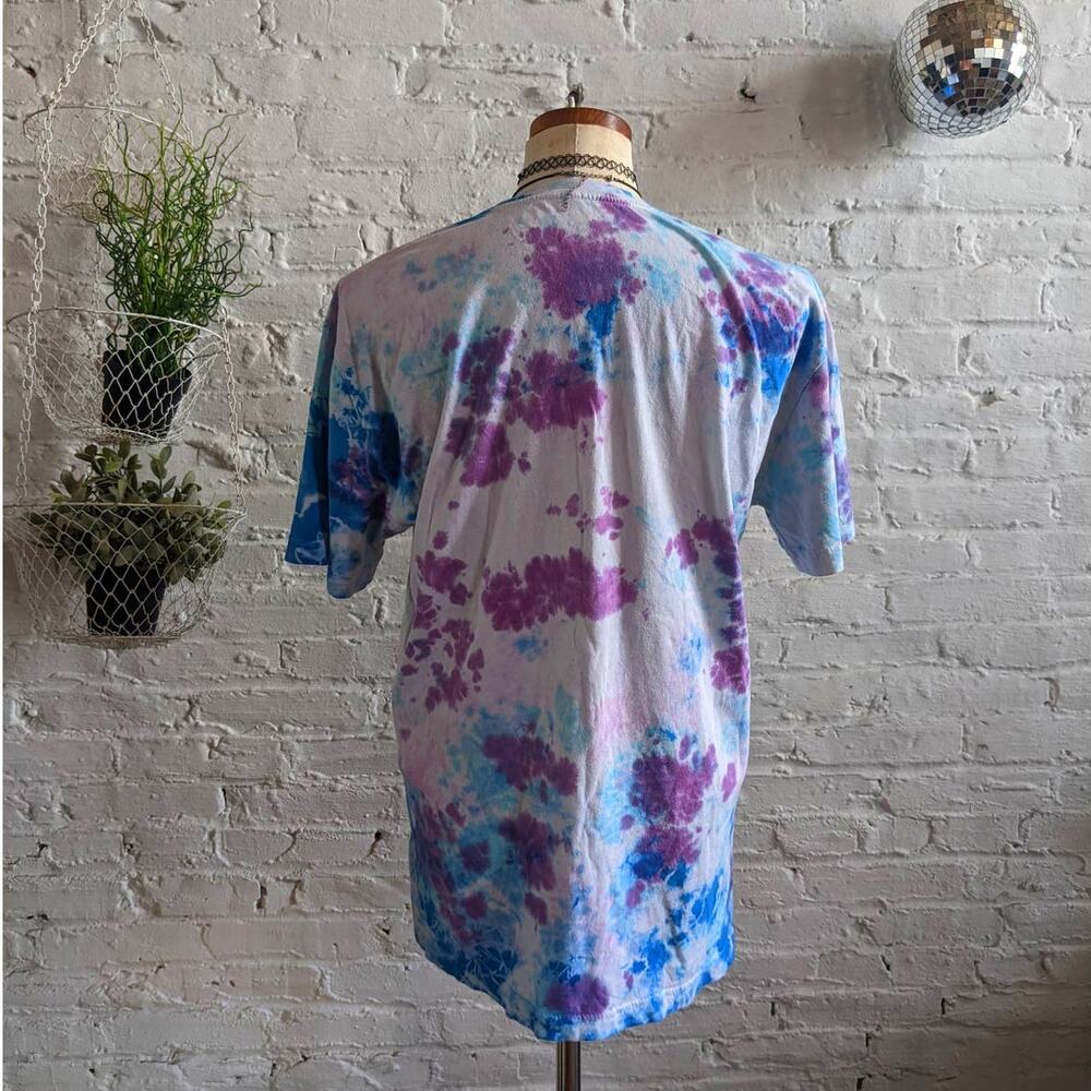 Retro 70s Pastel Tiedye Psychedelic NEFF Warriors Graphic Print Oversize Tee - Picture 5 of 7